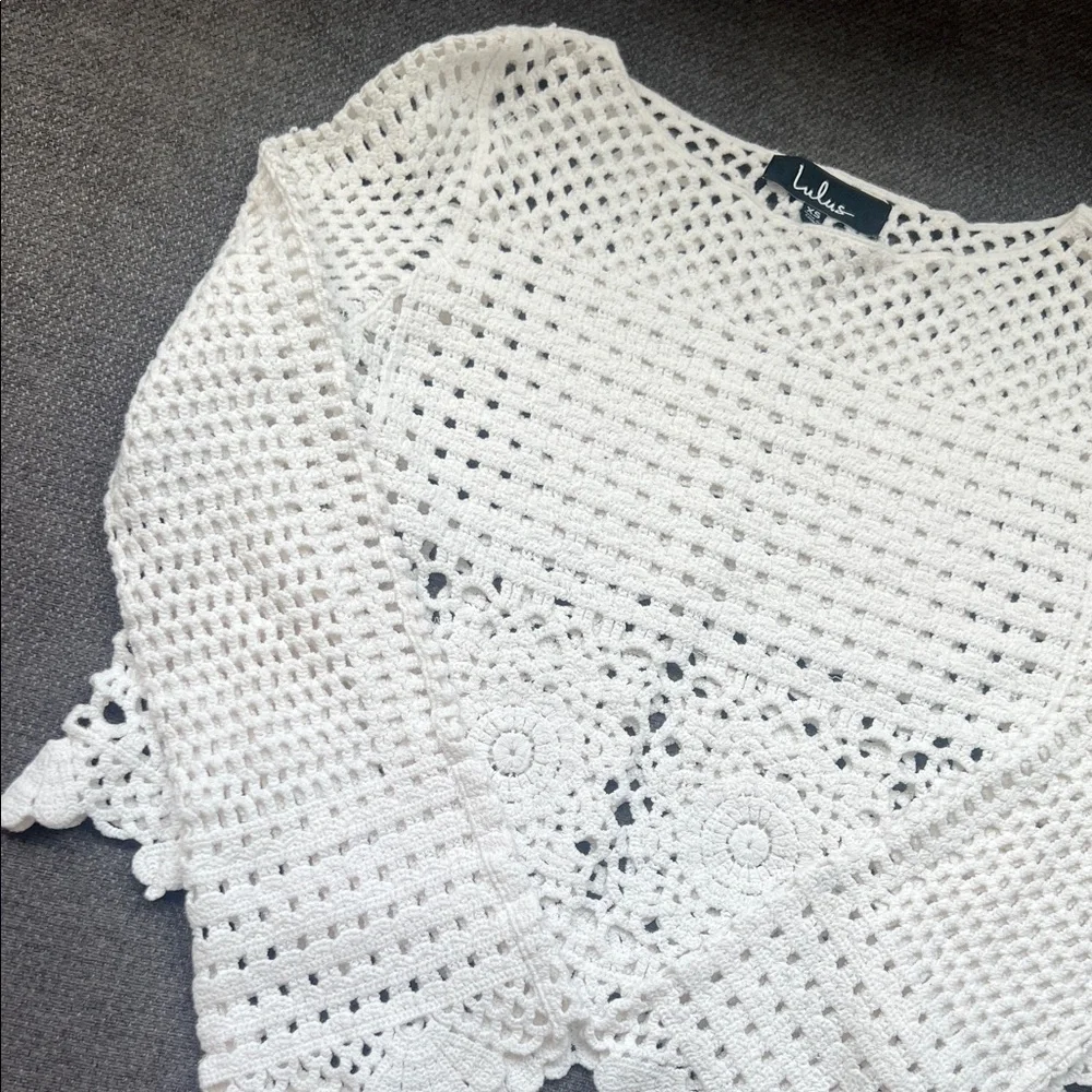 Lulu's Cream Crochet Knit Top